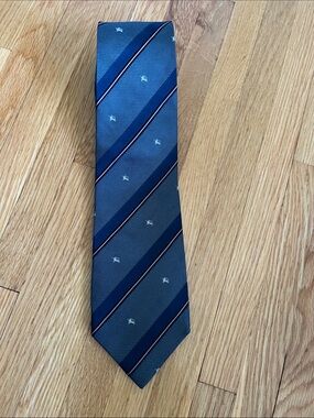Burberry Navy and Light Blue Diagonal Stripe Silk Tie